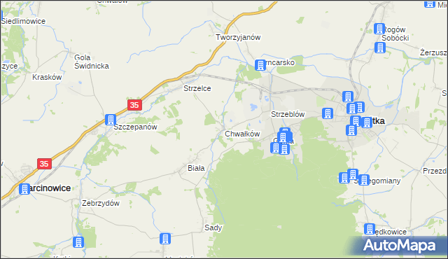 mapa Chwałków, Chwałków na mapie Targeo
