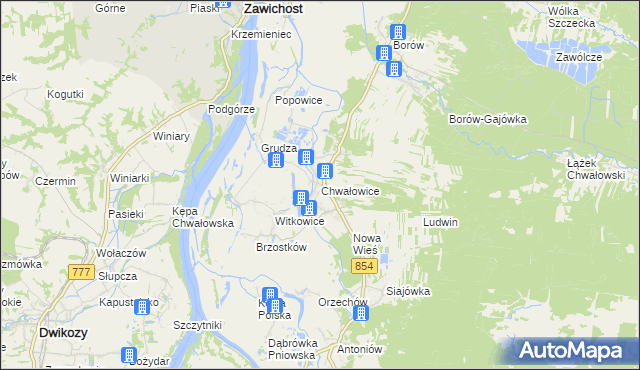 mapa Chwałowice gmina Radomyśl nad Sanem, Chwałowice gmina Radomyśl nad Sanem na mapie Targeo