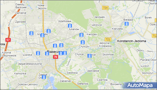 mapa Chyliczki gmina Piaseczno, Chyliczki gmina Piaseczno na mapie Targeo