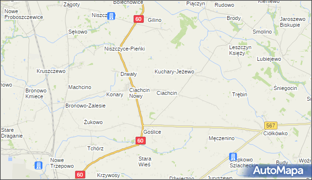 mapa Ciachcin, Ciachcin na mapie Targeo