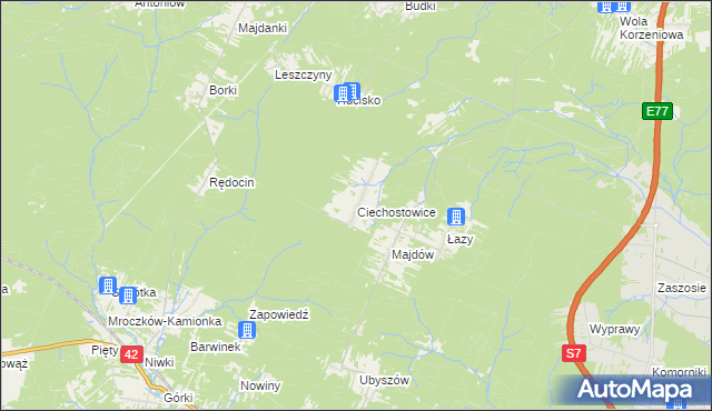 mapa Ciechostowice, Ciechostowice na mapie Targeo