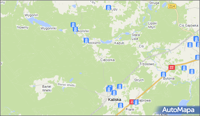 mapa Cieciorka, Cieciorka na mapie Targeo