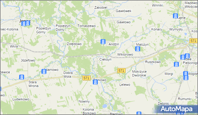 mapa Cieksyn, Cieksyn na mapie Targeo