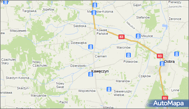 mapa Ciemień, Ciemień na mapie Targeo
