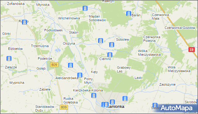 mapa Ciemno gmina Kamionka, Ciemno gmina Kamionka na mapie Targeo