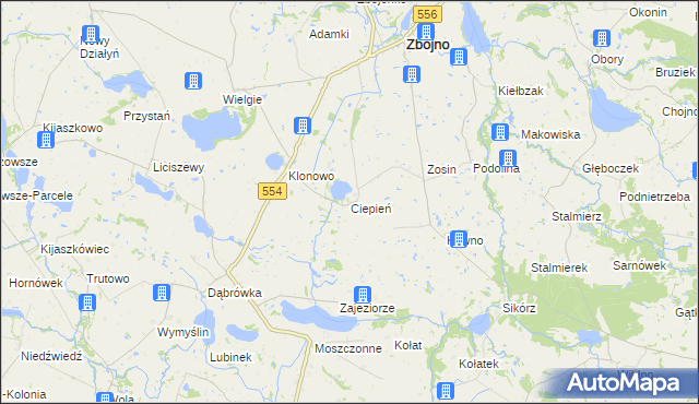 mapa Ciepień, Ciepień na mapie Targeo