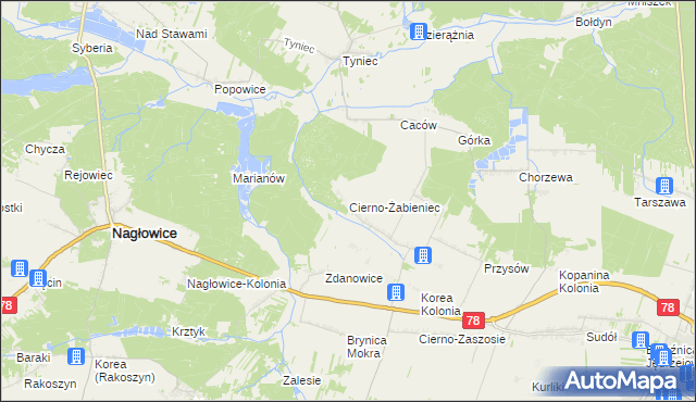 mapa Cierno-Żabieniec, Cierno-Żabieniec na mapie Targeo