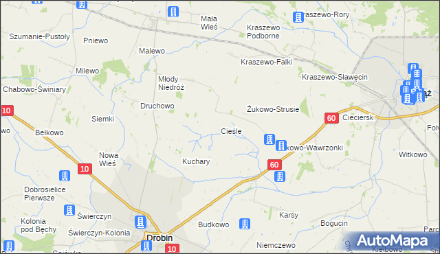 mapa Cieśle gmina Drobin, Cieśle gmina Drobin na mapie Targeo