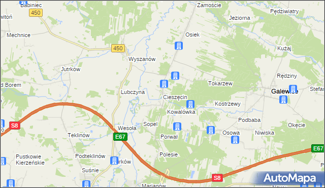 mapa Cieszęcin, Cieszęcin na mapie Targeo