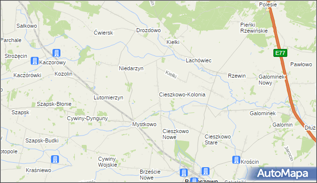 mapa Cieszkowo-Kolonia, Cieszkowo-Kolonia na mapie Targeo