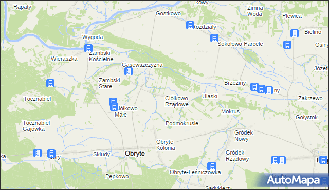 mapa Ciółkowo Rządowe, Ciółkowo Rządowe na mapie Targeo