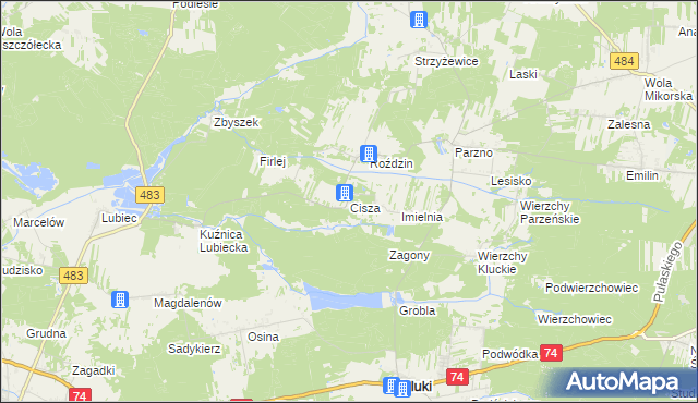 mapa Cisza gmina Kluki, Cisza gmina Kluki na mapie Targeo