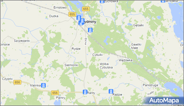 mapa Cybulki, Cybulki na mapie Targeo