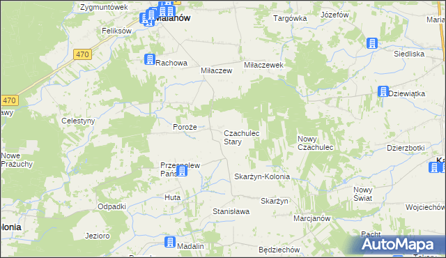 mapa Czachulec Stary, Czachulec Stary na mapie Targeo