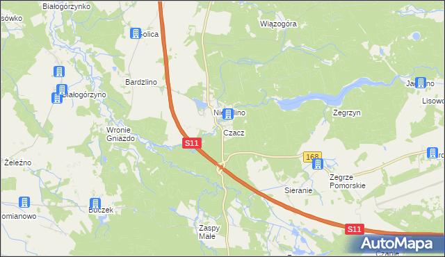 mapa Czacz gmina Świeszyno, Czacz gmina Świeszyno na mapie Targeo