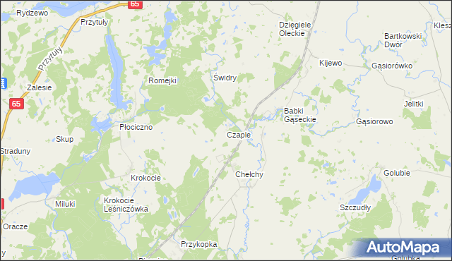 mapa Czaple gmina Ełk, Czaple gmina Ełk na mapie Targeo