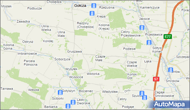 mapa Czaple Małe, Czaple Małe na mapie Targeo