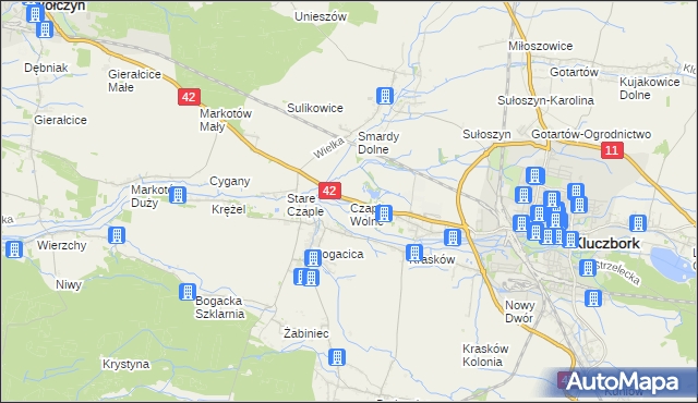 mapa Czaple Wolne, Czaple Wolne na mapie Targeo