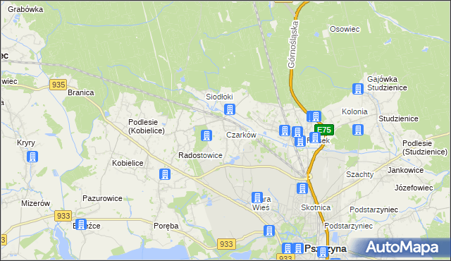 mapa Czarków gmina Pszczyna, Czarków gmina Pszczyna na mapie Targeo
