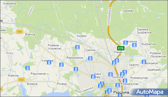 mapa Czarków gmina Pszczyna, Czarków gmina Pszczyna na mapie Targeo