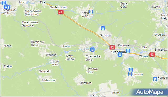 mapa Czarna gmina Stąporków, Czarna gmina Stąporków na mapie Targeo