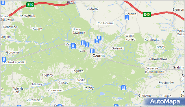 mapa Czarna powiat dębicki, Czarna powiat dębicki na mapie Targeo