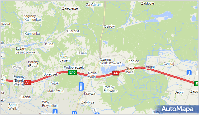 mapa Czarna Sędziszowska, Czarna Sędziszowska na mapie Targeo