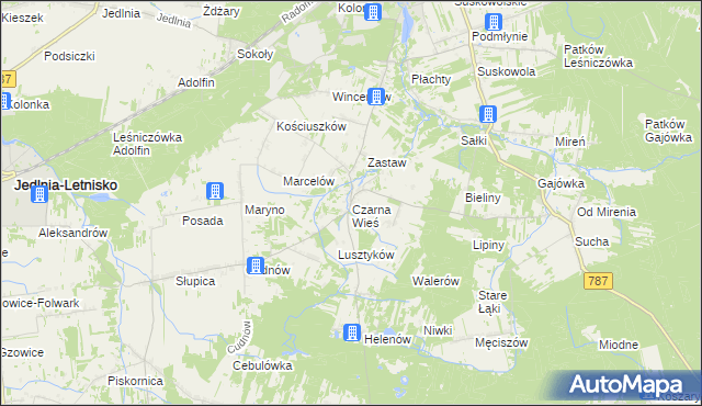 mapa Czarna Wieś gmina Pionki, Czarna Wieś gmina Pionki na mapie Targeo