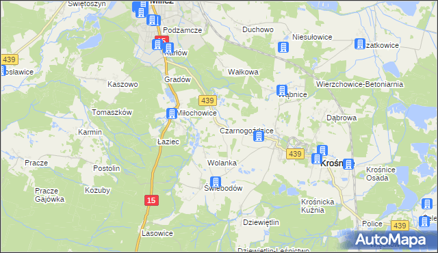 mapa Czarnogoździce, Czarnogoździce na mapie Targeo