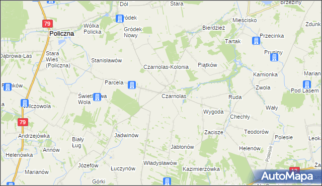 mapa Czarnolas gmina Policzna, Czarnolas gmina Policzna na mapie Targeo