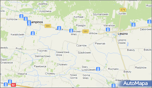 mapa Czarnów gmina Leszno, Czarnów gmina Leszno na mapie Targeo