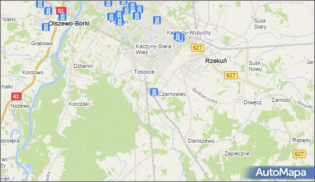 mapa Czarnowiec gmina Rzekuń, Czarnowiec gmina Rzekuń na mapie Targeo