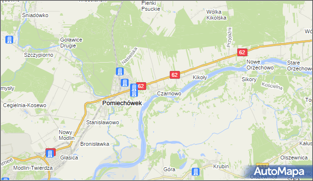 mapa Czarnowo gmina Pomiechówek, Czarnowo gmina Pomiechówek na mapie Targeo