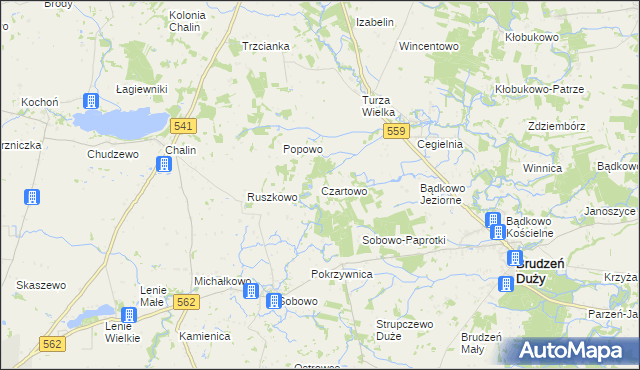 mapa Czartowo gmina Dobrzyń nad Wisłą, Czartowo gmina Dobrzyń nad Wisłą na mapie Targeo