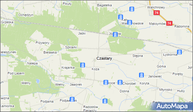 mapa Czastary, Czastary na mapie Targeo