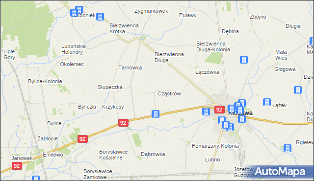 mapa Cząstków gmina Kłodawa, Cząstków gmina Kłodawa na mapie Targeo