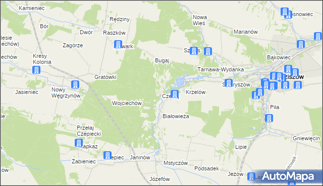 mapa Czekaj gmina Sędziszów, Czekaj gmina Sędziszów na mapie Targeo