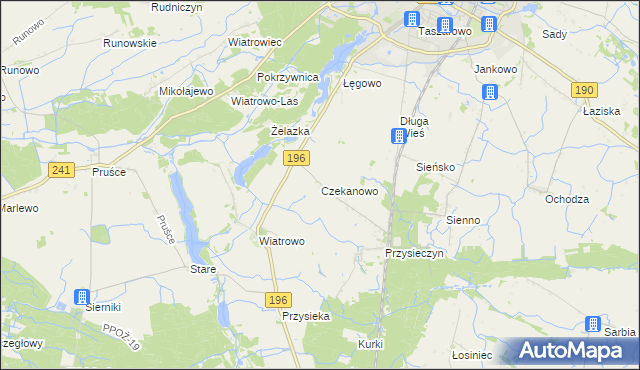 mapa Czekanowo gmina Wągrowiec, Czekanowo gmina Wągrowiec na mapie Targeo