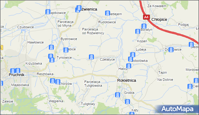 mapa Czelatyce, Czelatyce na mapie Targeo