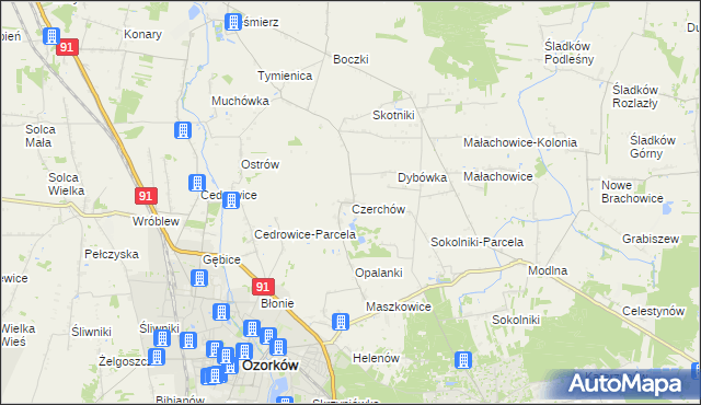 mapa Czerchów, Czerchów na mapie Targeo