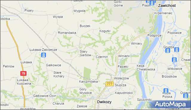 mapa Czermin gmina Dwikozy, Czermin gmina Dwikozy na mapie Targeo