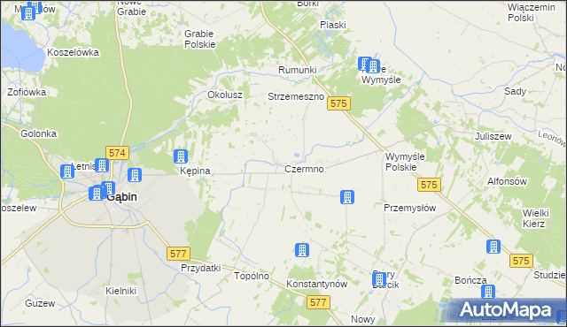 mapa Czermno gmina Gąbin, Czermno gmina Gąbin na mapie Targeo