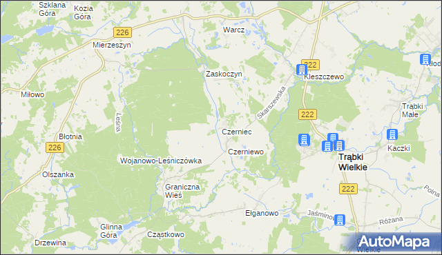 mapa Czerniec gmina Trąbki Wielkie, Czerniec gmina Trąbki Wielkie na mapie Targeo