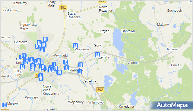 mapa Czerniki gmina Kętrzyn, Czerniki gmina Kętrzyn na mapie Targeo