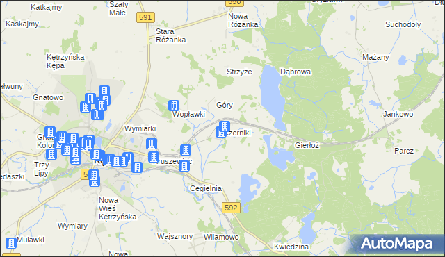 mapa Czerniki gmina Kętrzyn, Czerniki gmina Kętrzyn na mapie Targeo