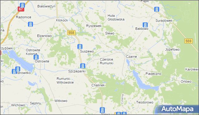 mapa Czerskie Rumunki, Czerskie Rumunki na mapie Targeo