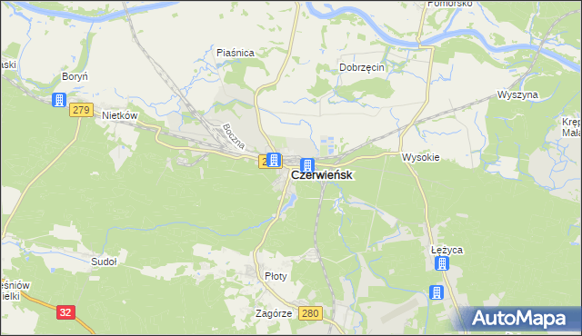 mapa Czerwieńsk, Czerwieńsk na mapie Targeo