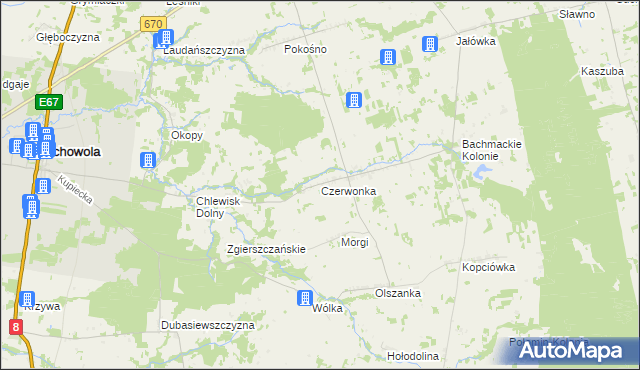 mapa Czerwonka gmina Suchowola, Czerwonka gmina Suchowola na mapie Targeo