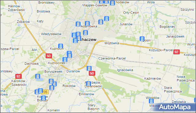 mapa Czerwonka-Parcel, Czerwonka-Parcel na mapie Targeo