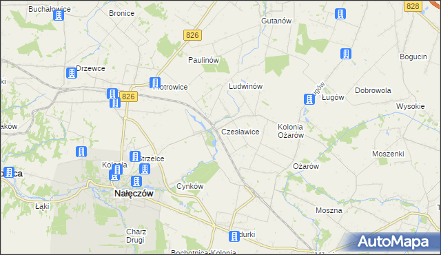 mapa Czesławice gmina Nałęczów, Czesławice gmina Nałęczów na mapie Targeo